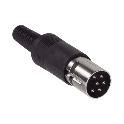 Conector Mini-DIN, Plug Circular de 6 Posiciones, Pin Machos, para Cable.