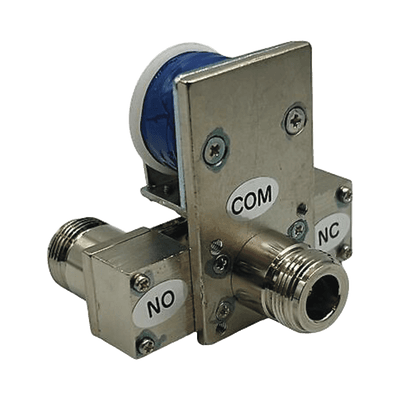 Relevador Coaxial para Antena SPDT, 10-14 Vcc (12 Vcc Nom.), 160 mA, 250 Watt a 1 GHz.