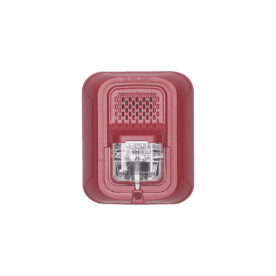 Sonorizador Tipo Chime con Lámpara Estroboscópica a 2 Hilos, Montaje en Pared, Color Rojo, con Configuración Estroboscópica Seleccionable, Nuevo Diseño Moderno y Elegante y Menor Consumo de Corriente