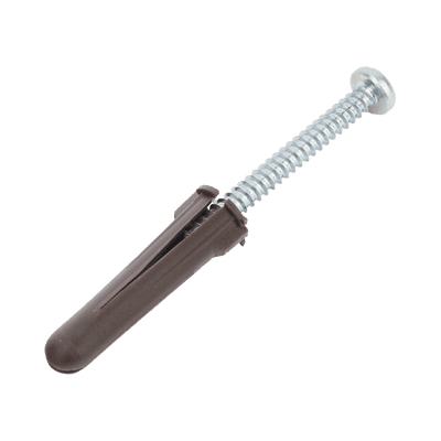 Paquete de 10 taquetes café 1 3/4" y 10 tornillos 10mm x 1 3/4" (1104-05002)