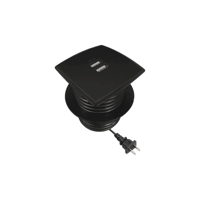 Caja Cuadrada Multy USB con 2 Puertos USB y Cable de Corriente Color Negro