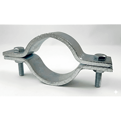 Abrazadera Doble Omega, fabricada en Acero para instalación de mástil de 2" 