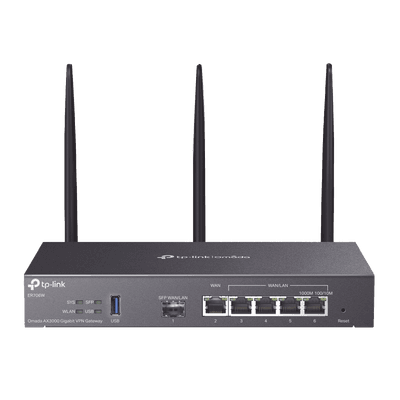 Router Omada VPN / SDN Multi-WAN Gigabit / 1 Puerto WAN SFP Gigabit / 1 Puerto WAN RJ45 Gigabit / 2 Puertos LAN RJ45 Gigabit / 2 Puertos Configurables LAN/WAN / 150,000 Sesiones Concurrentes / Administración Centralizada Omada o Stand-Alone