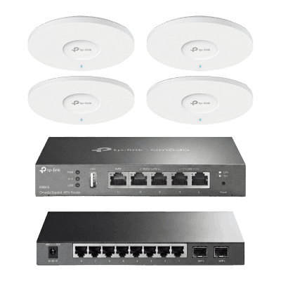 Kit de Iniciación en redes OMADA / 1 Router / 1 Switch TL-SG2210P / 4 Punto de Acceso EAP613