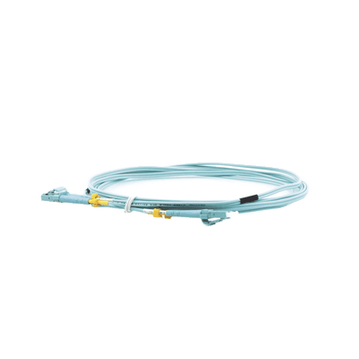 Jumper de Fibra Óptica Multimodo LC-LC duplex 10 G, 50/125 OM3, Color Aqua, 3 Metros