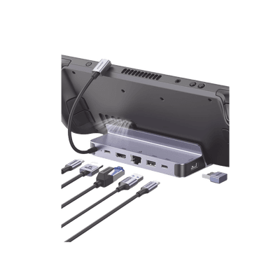 HUB USB-C (Docking Revodok Pro) 6 en 1 | Soporte para Steam Deck  | 2 USB-A 3.0 (5Gbps) | USB-C 3.0 (5Gbps) | RJ45 (Gigabit Ethernet) | HDMI 2.0 4K@60Hz | USB-C PD Carga 100W | Carcasa de Aluminio.