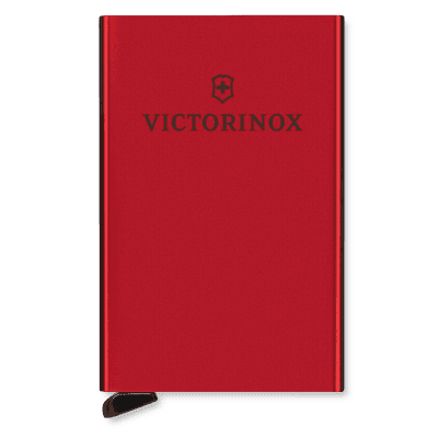 Tarjetero / Almacenamiento Seguro 4-6 Tarjetas / Aluminio Duradero / Protección RFID / Sistema Deslizamiento Patentado / Color Rojo.