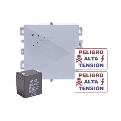 KIT de Energizador de 12,000Volts-1JOULES/2500 mts lineales de proteccion/Activado por Atenuación de voltaje,Corte de línea o Aterrizamiento de la línea/Integración a panel de Alarma.