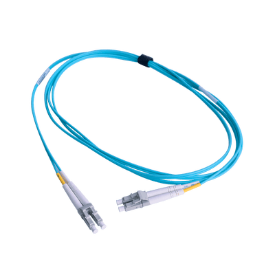 Jumper de Fibra Óptica Multimodo 50/125 OM3 XGLO, LC-LC Duplex, OFNR, Color Aqua, 1 Metro (3.28 Pies)